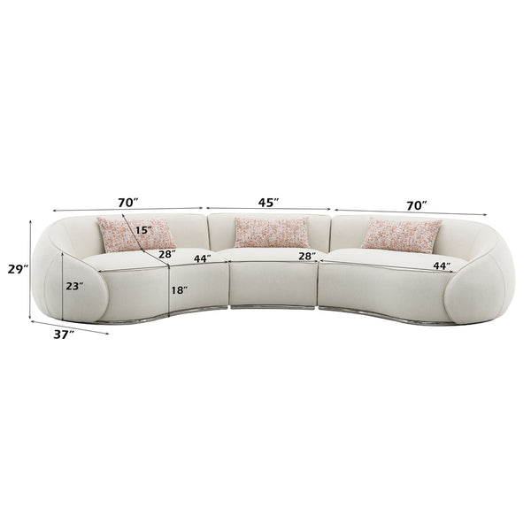 ACME Sahara Beige Boucle Sectional Sofa with 3 Pillows Model LV03010