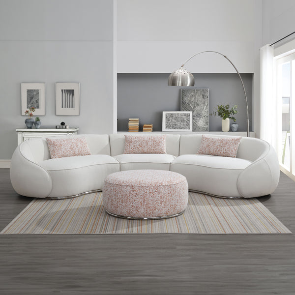 ACME Sahara Beige Boucle Sectional Sofa with 3 Pillows Model LV03010