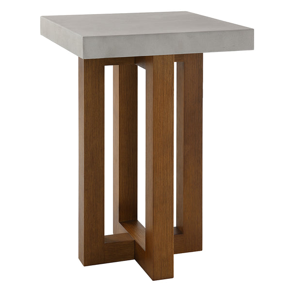 ACME Keven Faux Concrete Top & Walnut End Table Model LV03016