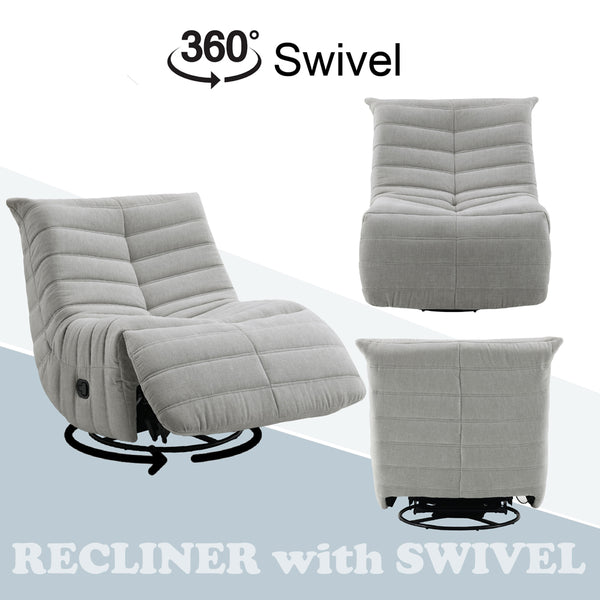 ACME Talmon Oyster Chenille Glider Recliner with Swivel Model LV03071