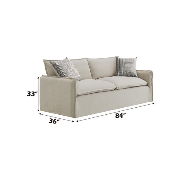 ACME Upendo Beige Linen Sofa with 2 Pillows Model LV03080