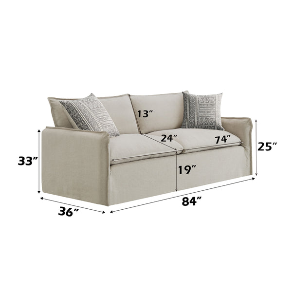 ACME Upendo Beige Linen Sofa with 2 Pillows Model LV03080