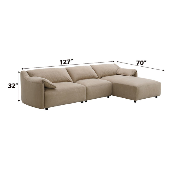 ACME Veata Light Brown Suede Sectional Sofa Model LV03090