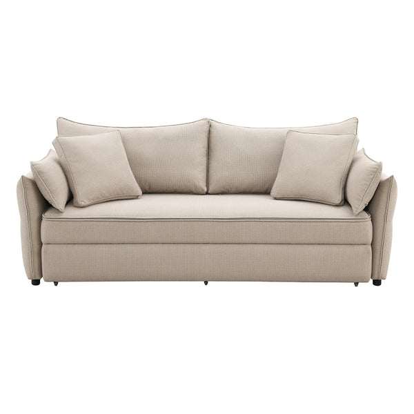 ACME Irina Beige Fabric Sofa with Sleeper Storage & 4 Pillows Model LV03110