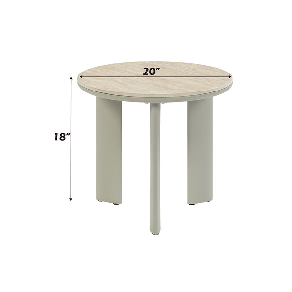 ACME Ingram Ceramic Top & Light Gray End Table Model LV03116