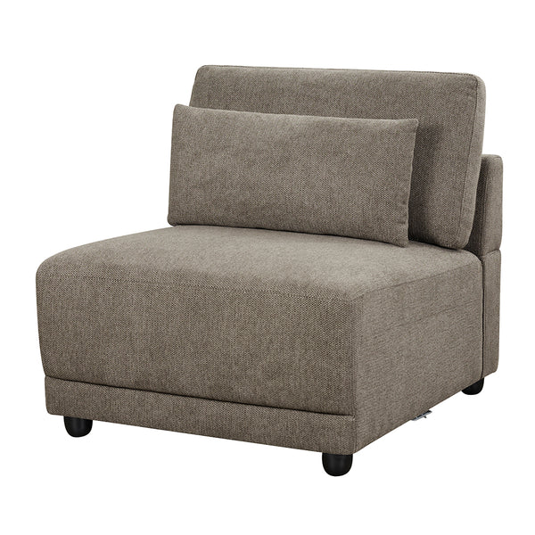 ACME Rylie Brown Linen Modular Armless Chair with Pillow Model LV03152