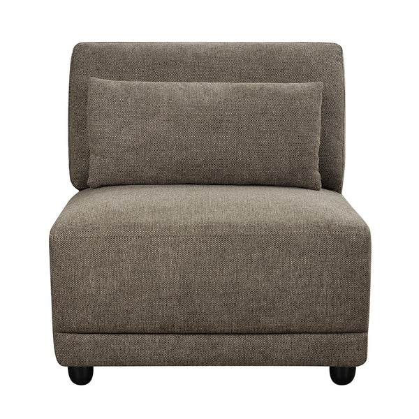 ACME Rylie Brown Linen Modular Armless Chair with Pillow Model LV03152