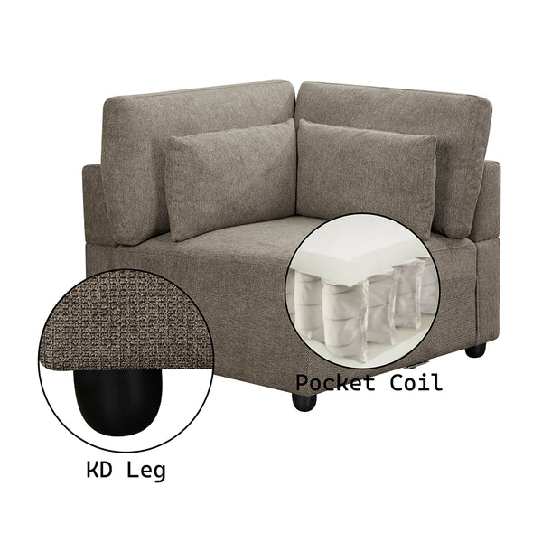 ACME Rylie Brown Linen Modular Wedge with 3 Pillows Model LV03153