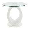 ACME Larry Glass Top White High Gloss End Table Model LV03186