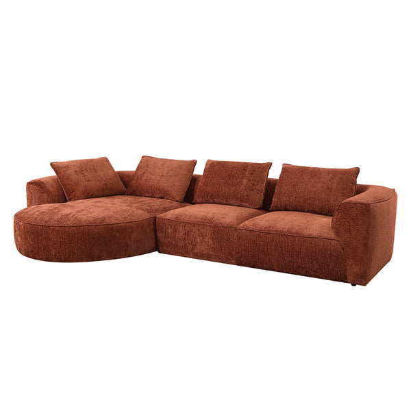 ACME Aceso Rust Brown Chenille Sectional Sofa with 4 Pillows Model LV03240