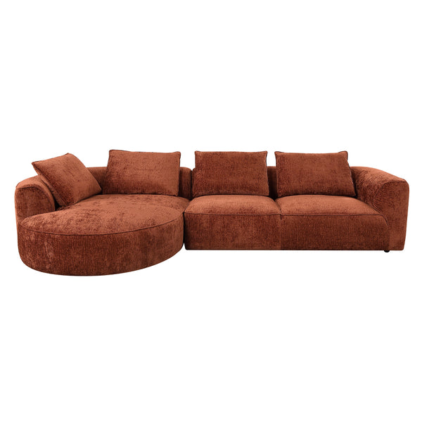 ACME Aceso Rust Brown Chenille Sectional Sofa with 4 Pillows Model LV03240