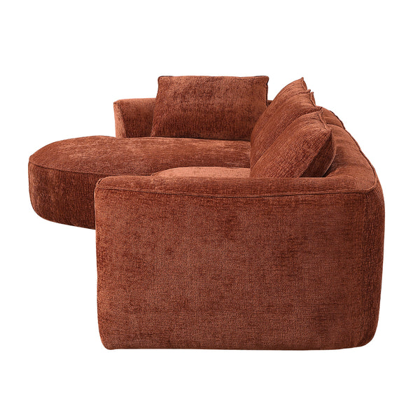 ACME Aceso Rust Brown Chenille Sectional Sofa with 4 Pillows Model LV03240