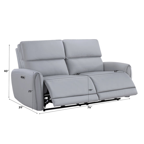 ACME Jeromie Gray Synthetic Leather Power Motion Sofa with USB Port Model LV03335