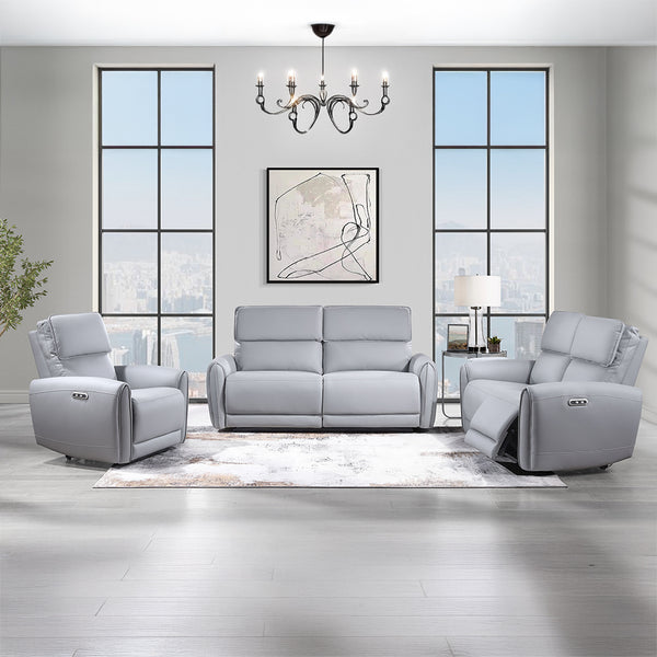 ACME Jeromie Gray Synthetic Leather Power Motion Sofa with USB Port Model LV03335