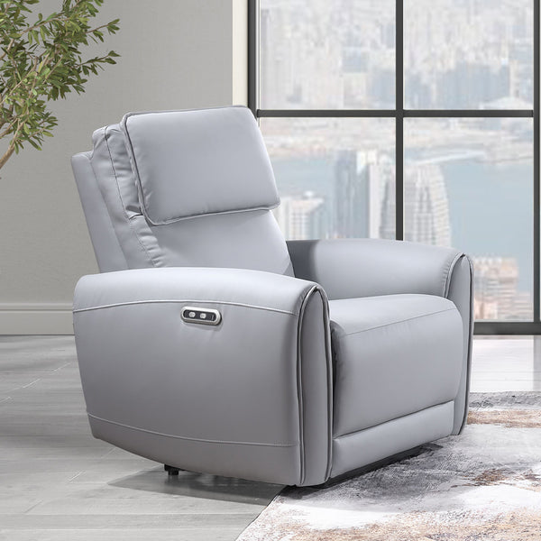 ACME Jeromie Gray Synthetic Leather Power Motion Recliner with USB Port Model LV03337