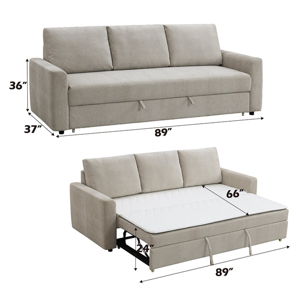 ACME Leira Beige Linen Sofa with Sleeper Model LV03490