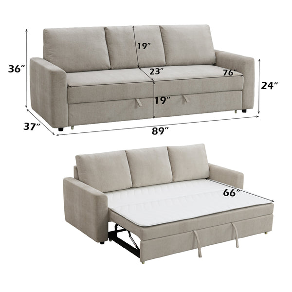 ACME Leira Beige Linen Sofa with Sleeper Model LV03490