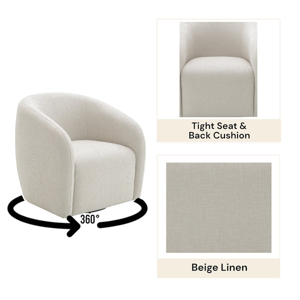 ACME Etienne Beige Linen Chair with Swivel Model LV03582