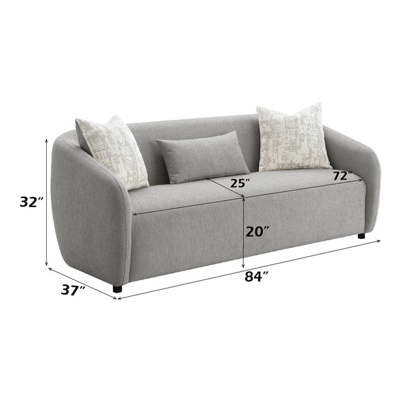 ACME Etienne Gray Linen Sofa with 3 Pillows Model LV03590