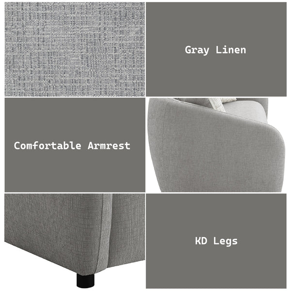 ACME Etienne Gray Linen Sofa with 3 Pillows Model LV03590