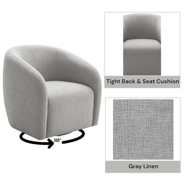ACME Etienne Gray Linen Chair with Swivel Model LV03592