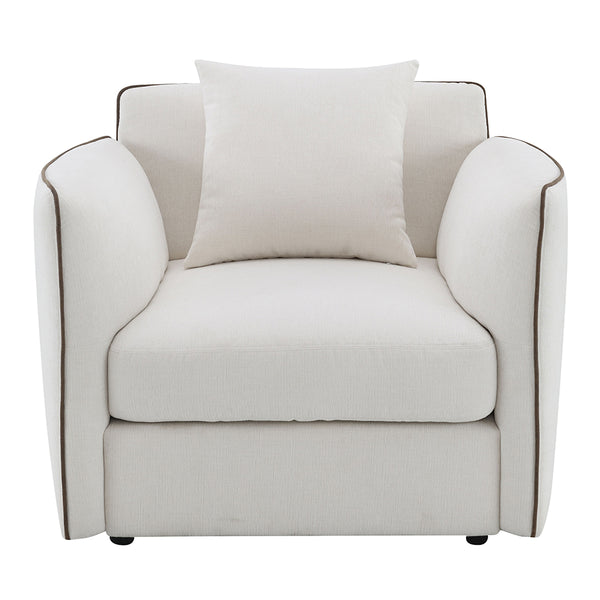 ACME Yolanda Beige Chenille Chair with Pillow Model LV03607