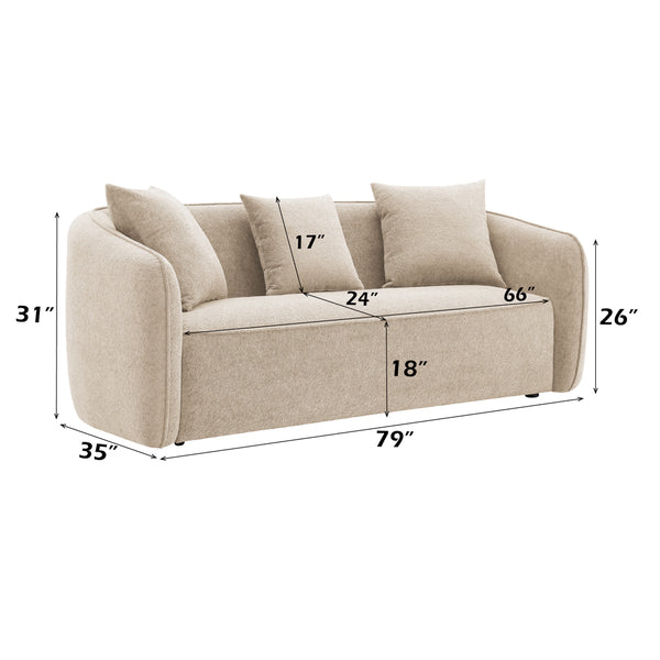 ACME Keith Beige Chenille Sofa with 3 Pillows Model LV03610