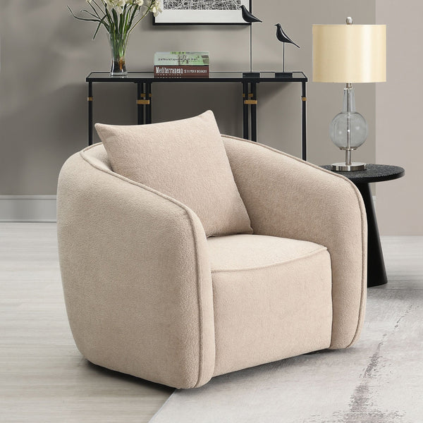ACME Keith Beige Chenille Chair with Pillow Model LV03612