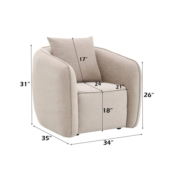 ACME Keith Beige Chenille Chair with Pillow Model LV03612