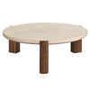 ACME Leonardo Travertine Top & Dark Oak Coffee Table Model LV03665