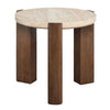 ACME Leonardo Travertine Top & Dark Oak End Table Model LV03666