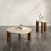 ACME Leonardo Travertine Top & Dark Oak End Table Model LV03666
