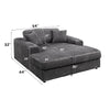 ACME Hilde Dark Gray Cordoury Chaise with 2 Pillows Model LV03691