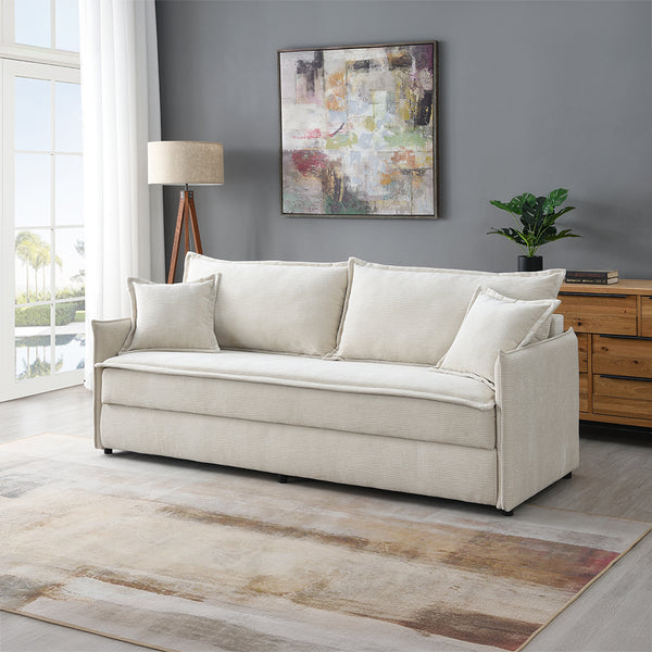 ACME Elisea Beige Chenille Sofa with Sleeper & 2 Pillows Model LV03810
