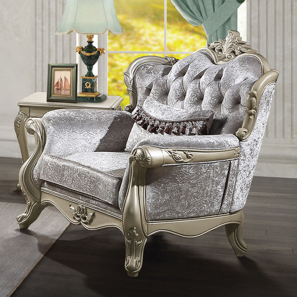ACME Libertee Beige Fabric & Champagne Chair with Pillow Model LV03822
