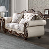 ACME Pierce Beige Fabric & Cherry Loveseat with 3 Pillows Model LV03831