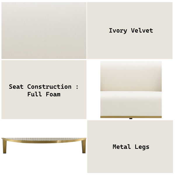 ACME Martina Ivory Velvet Sofa with 2 Pillows Model LV03850