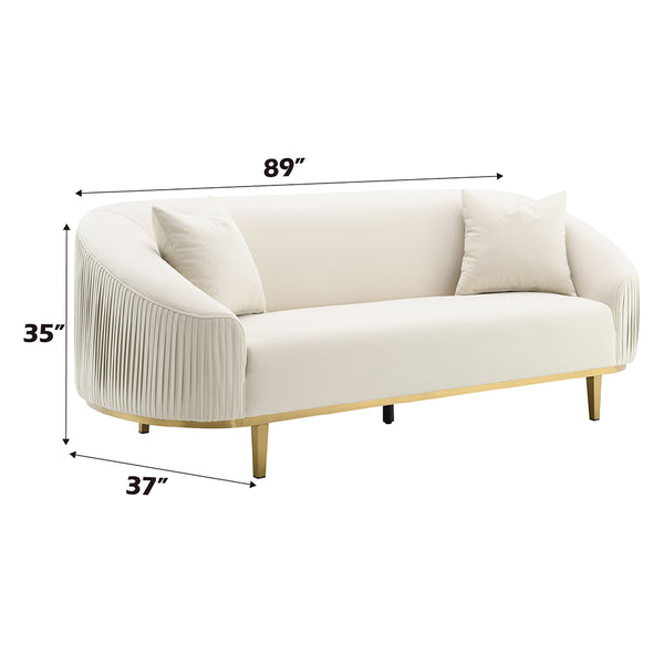 ACME Martina Ivory Velvet Sofa with 2 Pillows Model LV03850