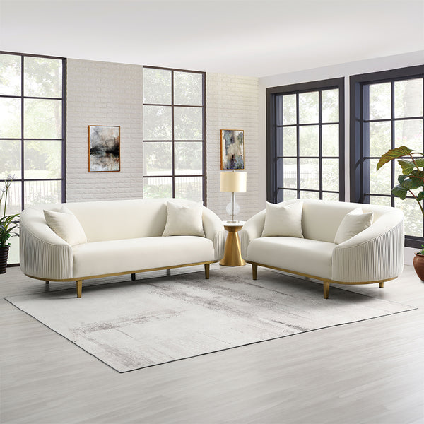 ACME Martina Ivory Velvet Sofa with 2 Pillows Model LV03850