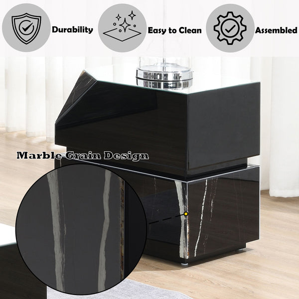 ACME Drisana Black Mirrored End Table Model LV03866