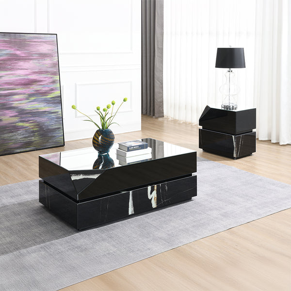 ACME Drisana Black Mirrored End Table Model LV03866