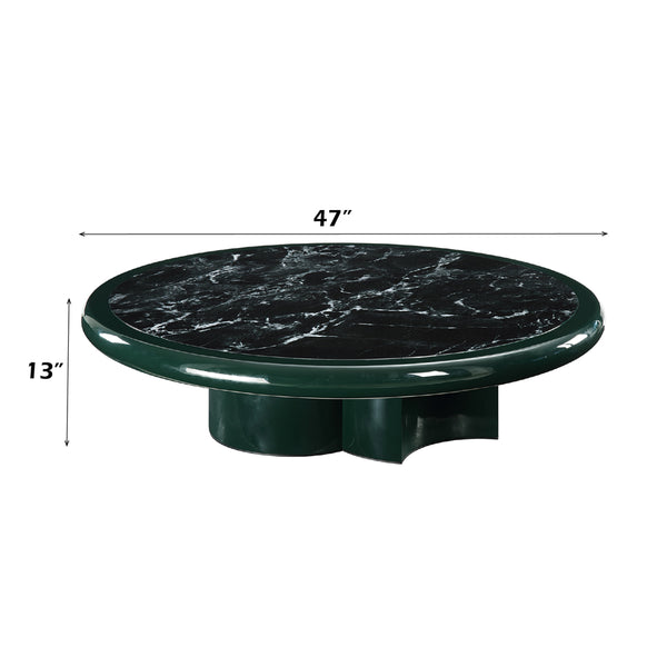 ACME Ronald Marble Pattern Top Dark Green & Brown High Gloss Coffee Table Model LV03895