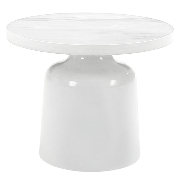 ACME Zaid Engineering Marble & White High Gloss End Table Model LV04226