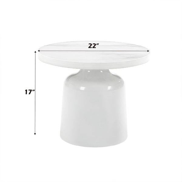 ACME Zaid Engineering Marble & White High Gloss End Table Model LV04226