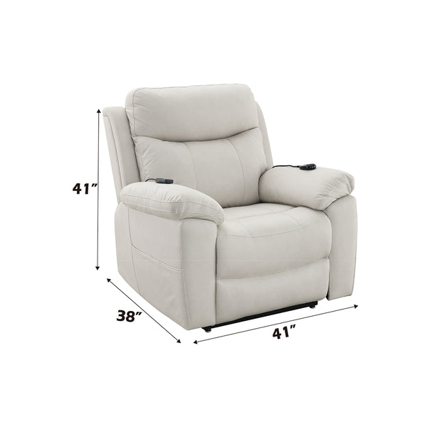 ACME Chriki Beige Polished Microfiber Power Recliner with Lift & Heating & Massage Model LV04271