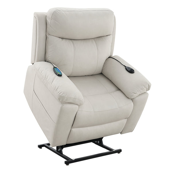 ACME Chriki Beige Polished Microfiber Power Recliner with Lift & Heating & Massage Model LV04271