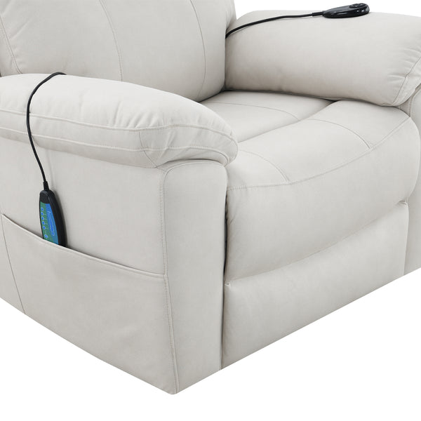 ACME Chriki Beige Polished Microfiber Power Recliner with Lift & Heating & Massage Model LV04271