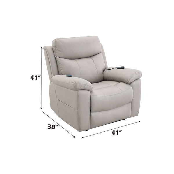 ACME Chriki Light Gray Polished Microfiber Power Recliner with Lift & Heating & Massage Model LV04272