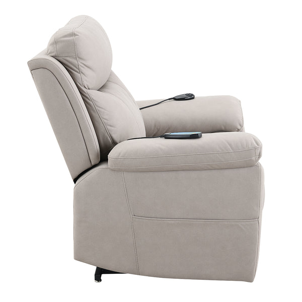 ACME Chriki Light Gray Polished Microfiber Power Recliner with Lift & Heating & Massage Model LV04272