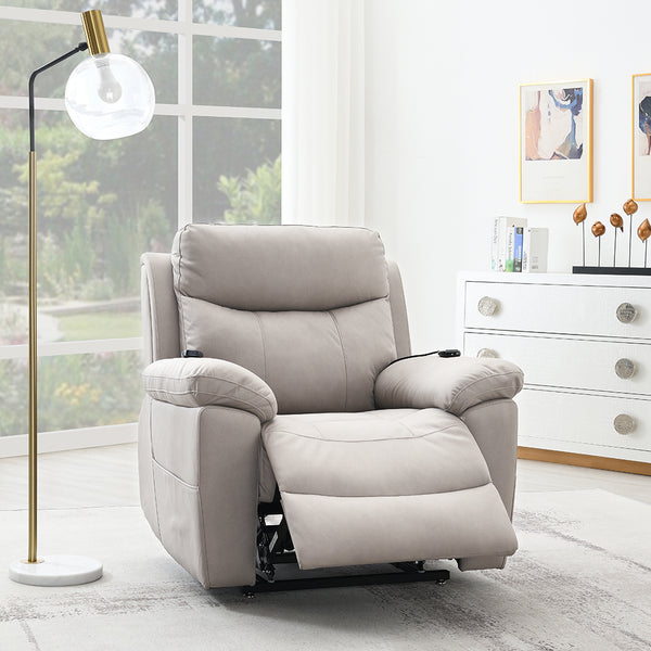 ACME Chriki Light Gray Polished Microfiber Power Recliner with Lift & Heating & Massage Model LV04272